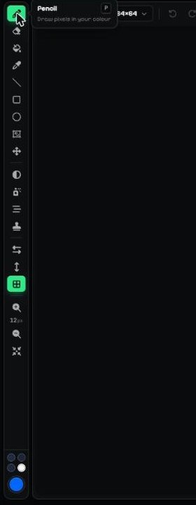 The tool strip with the Pencil tooltip