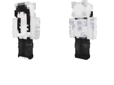 Shiro – Black Hair White Hoodie Minecraft Skin — Minecraft skin by @heeko_1, 3D preview
